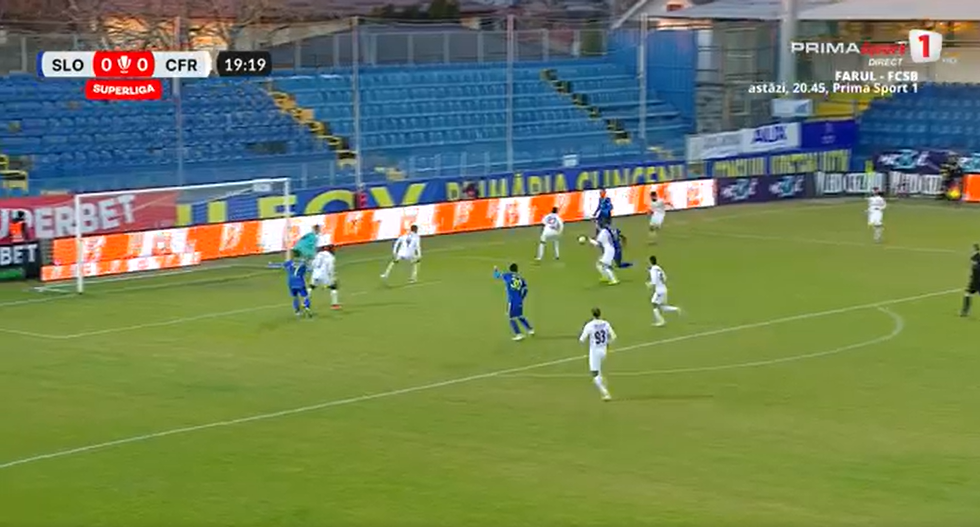Laurențiu Vlăsceanu, ratare uriașă în Unirea Slobozia - CFR Cluj FOTO Captură video Prima Sport 1