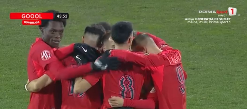 Darius Olaru a deschis scorul în Poli Iași - FCSB/ Foto: Captură ecran Prima Sport.jpg
