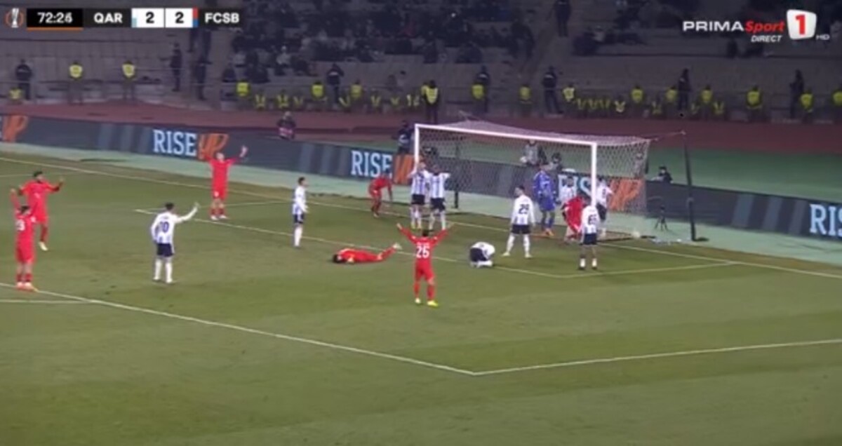 Reușita de 3-2 a lui Adrian Șut din Qarabag - FCSB/ Foto: Captură ecran Prima Sport.jpeg