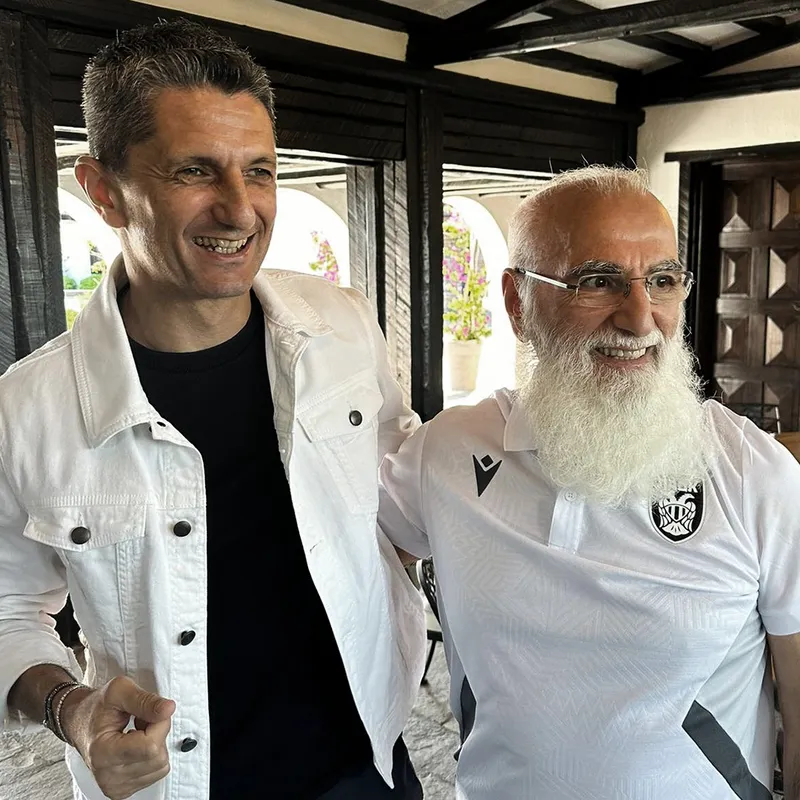 Razvan Lucescu si Ivan Savvidis. FOTO: Instagram @PAOK