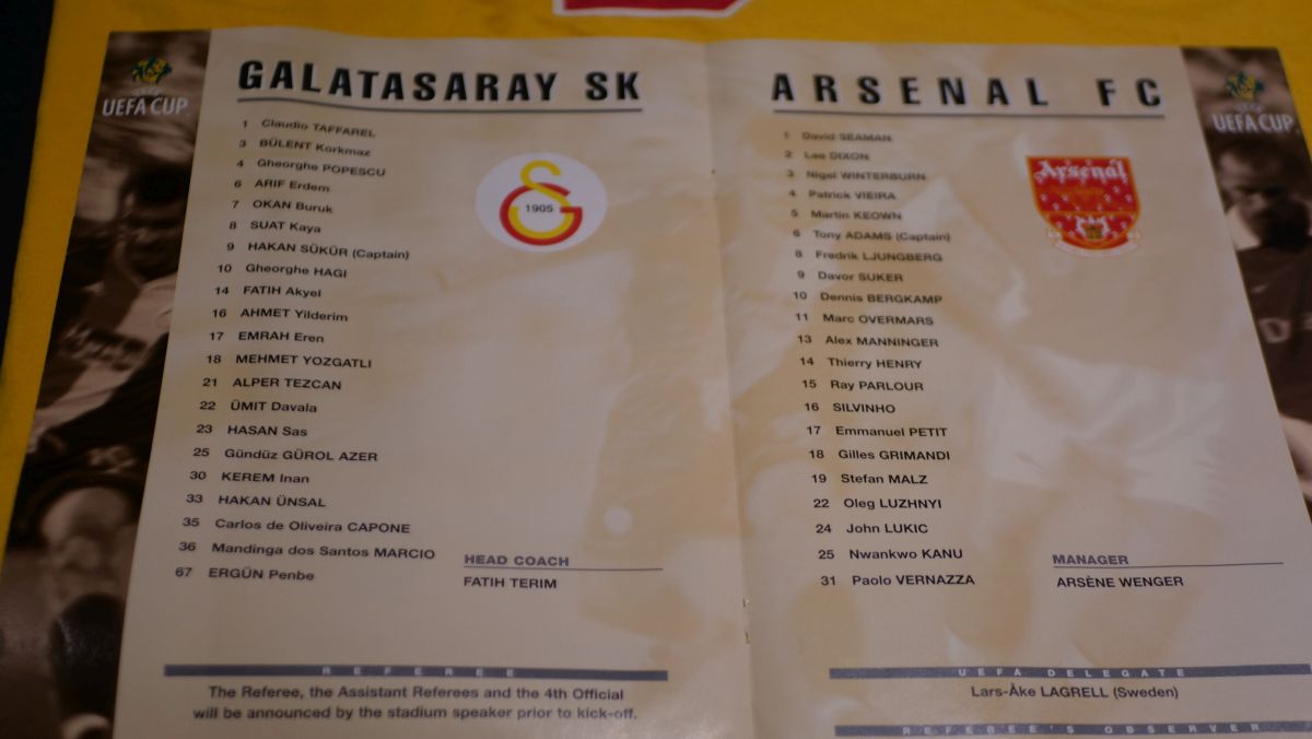 Cele două loturi ale finalei Galatasaray - Arsenal