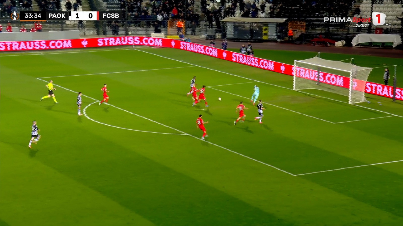 Ally Samatta, gol anulat în PAOK - FCSB (foto: captură Prima Sport)