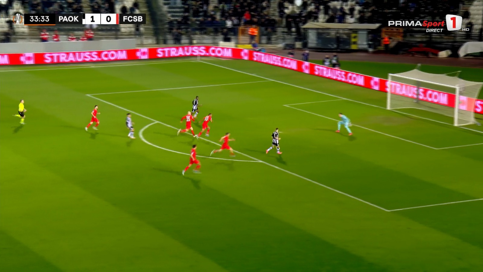 Ally Samatta, gol anulat în PAOK - FCSB (foto: captură Prima Sport)