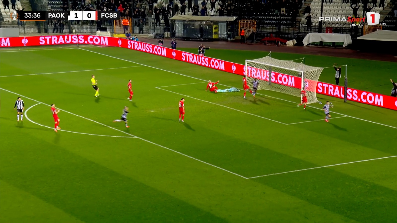 Ally Samatta, gol anulat în PAOK - FCSB (foto: captură Prima Sport)