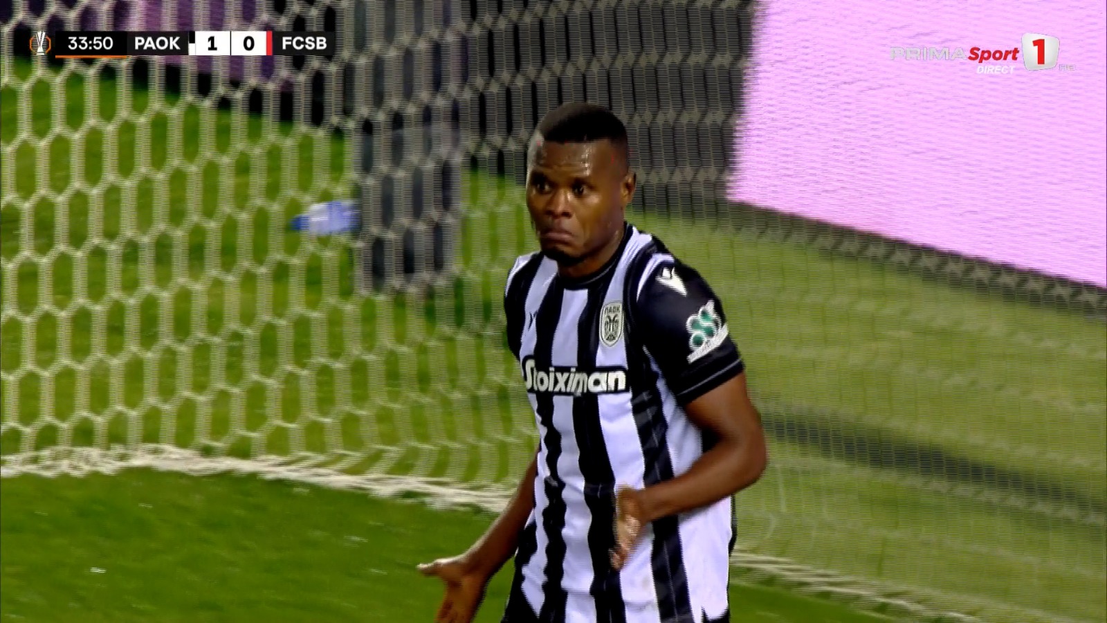 Ally Samatta, gol anulat în PAOK - FCSB (foto: captură Prima Sport)