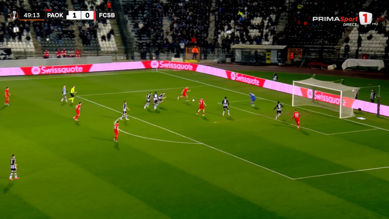 Andrei Gheorghiță, gol în PAOK - FCSB (foto: captură Prima Sport 1)