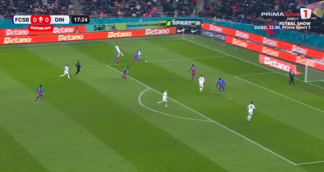 Stipe Perica a deschis scorul în derby-ul FCSB - Dinamo/ Foto: Captura Ecran Prima Sport .jpg