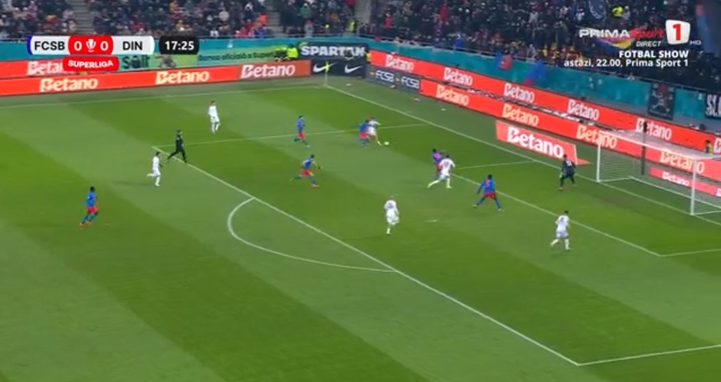 Stipe Perica a deschis scorul în derby-ul FCSB - Dinamo/ Foto: Captura Ecran Prima Sport .jpg