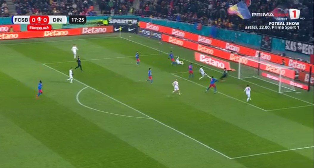 Stipe Perica a deschis scorul în derby-ul FCSB - Dinamo/ Foto: Captura Ecran Prima Sport .jpg