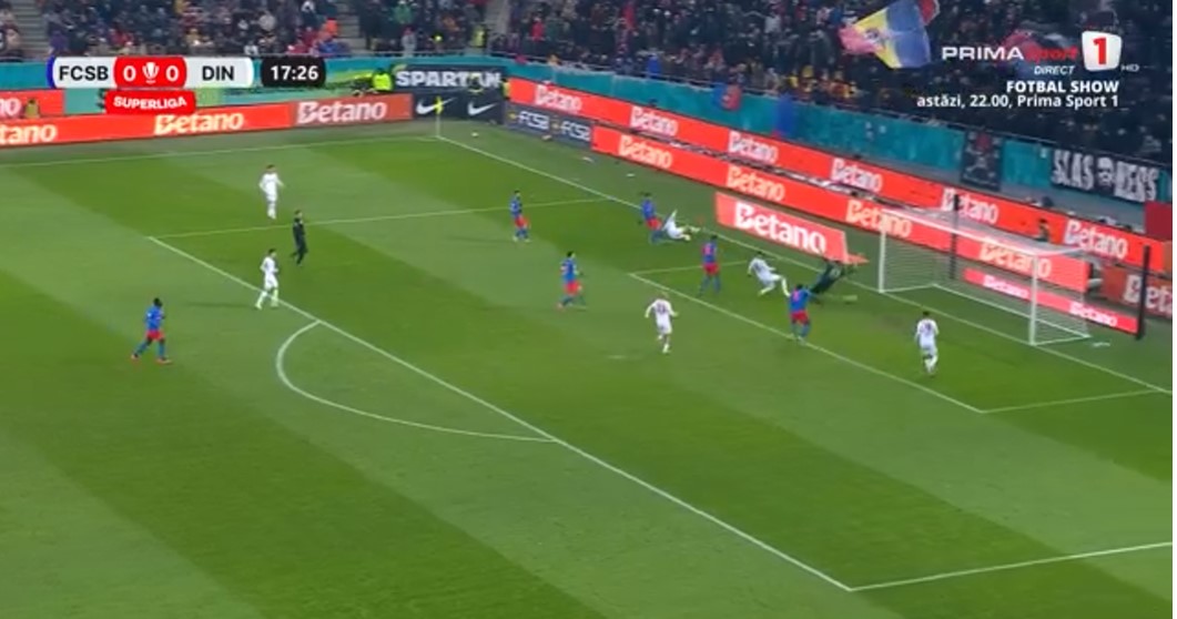 Stipe Perica a deschis scorul în derby-ul FCSB - Dinamo/ Foto: Captura Ecran Prima Sport .jpg