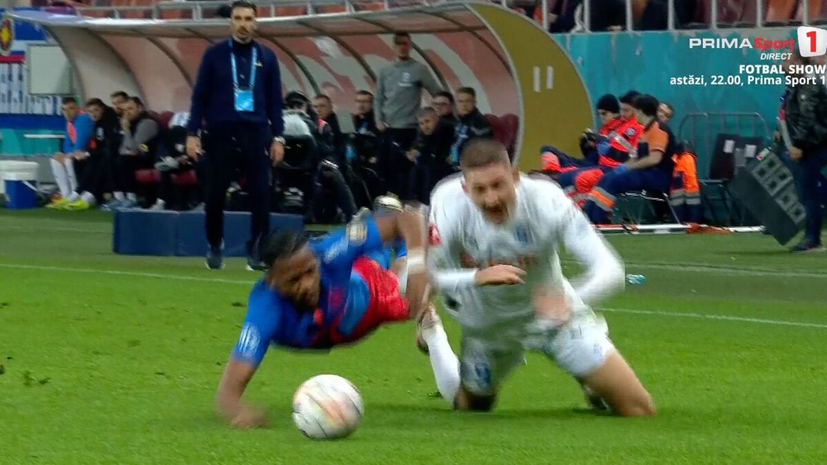 Ngezana, aproape de eliminare în FCSB - Universitatea Craiova/ Foto: captură ecran Prima Sport .jpeg