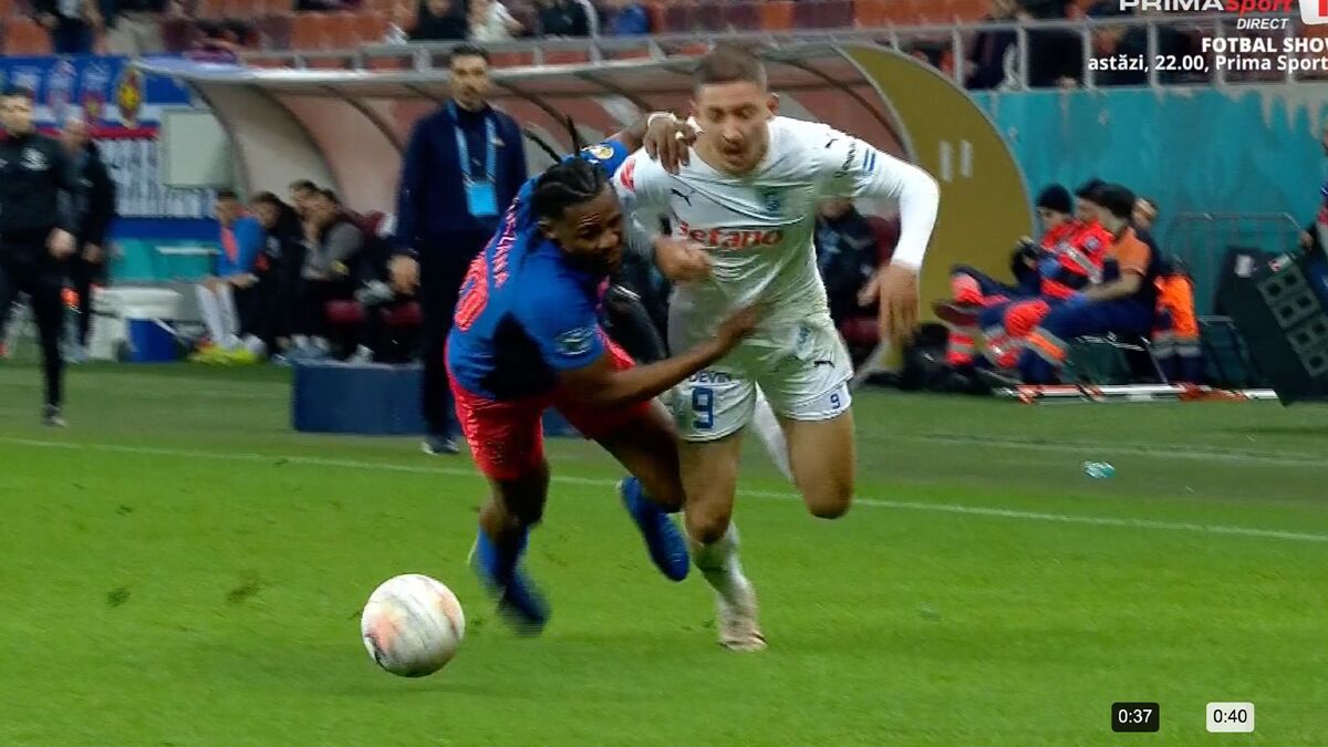 Ngezana, aproape de eliminare în FCSB - Universitatea Craiova/ Foto: captură ecran Prima Sport .jpeg