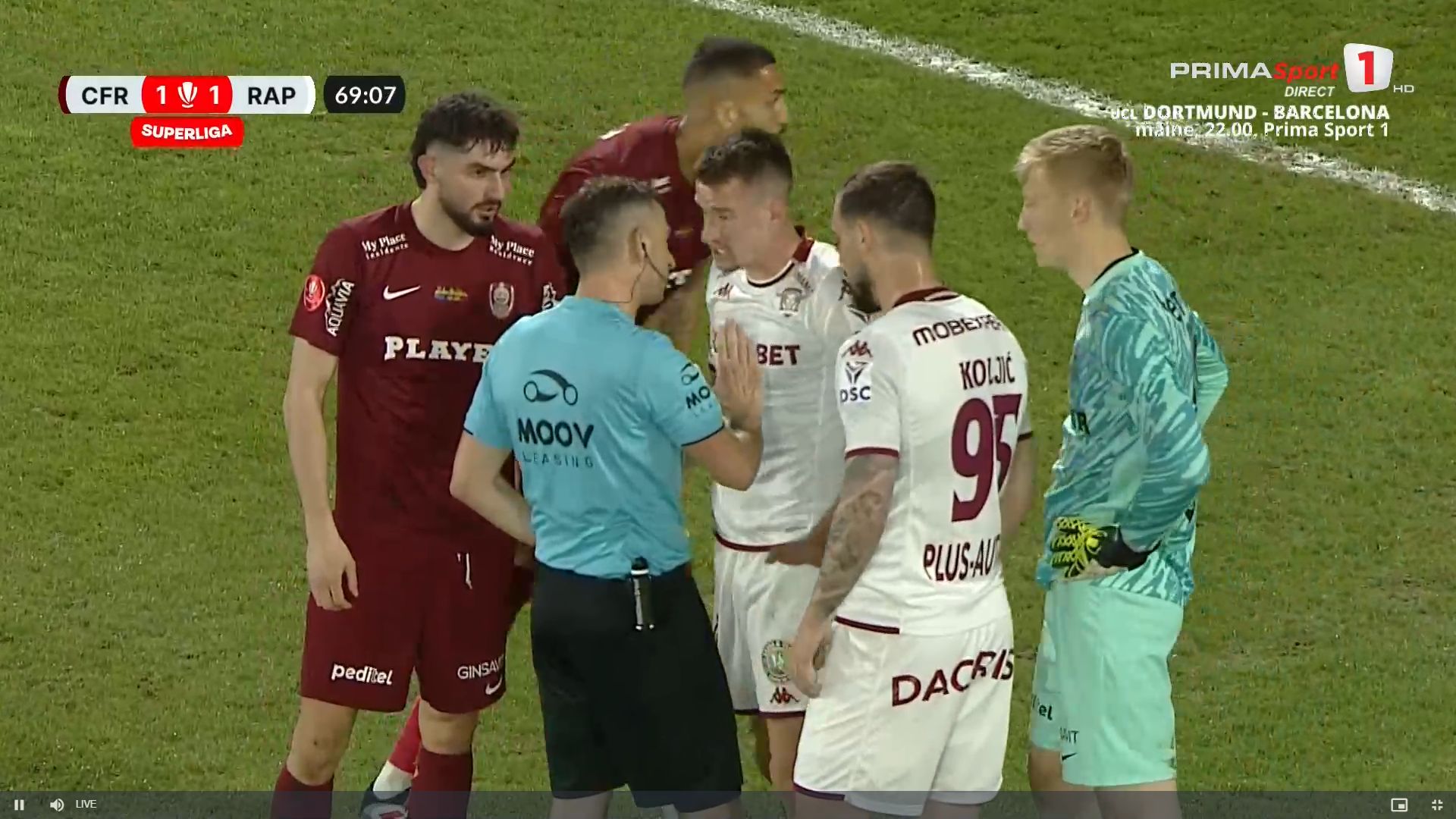 CFR - Rapid, al doilea galben pentru Kait, anulat. Captură Prima Sport