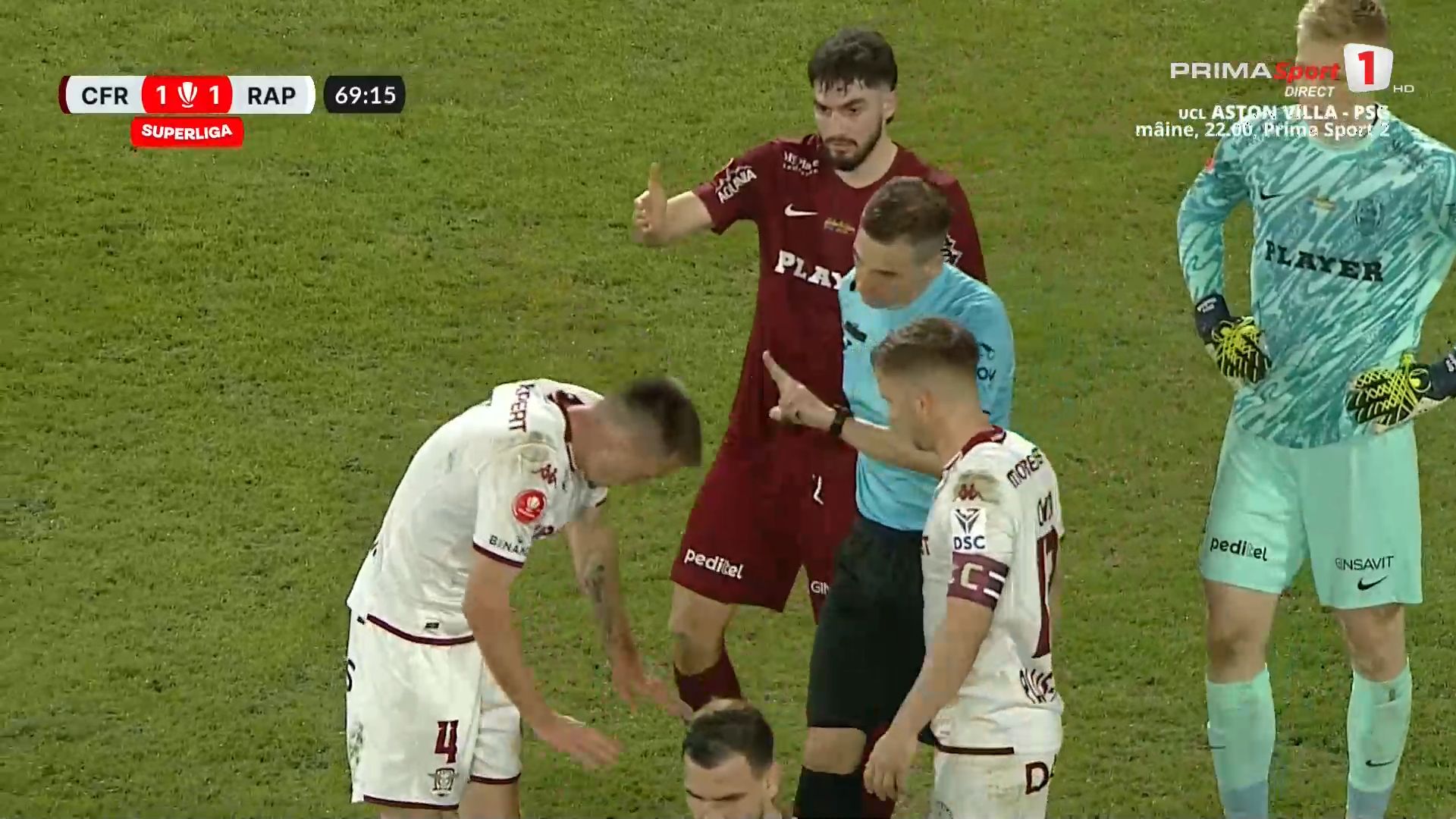 CFR - Rapid, al doilea galben pentru Kait, anulat. Captură Prima Sport