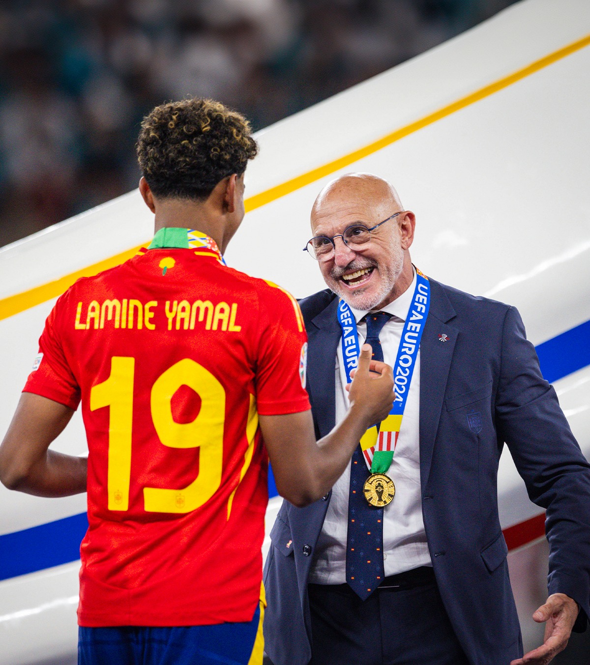 De la Fuente și Lamine Yamal au cucerit titlul european cu Spania în 2024. Foto: Imago
