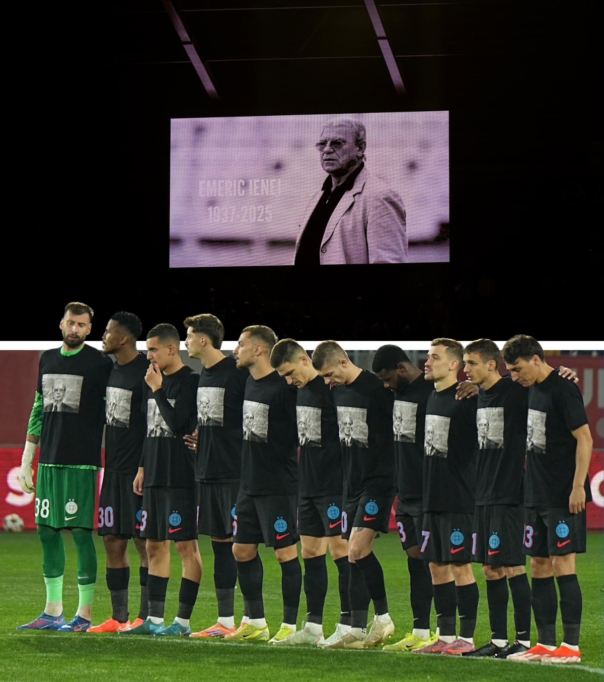 Clipe emoționante Moment de reculegere pentru Ienei și Zamfir » Jucătorii campioanei, omagiu special pentru marele antrenor