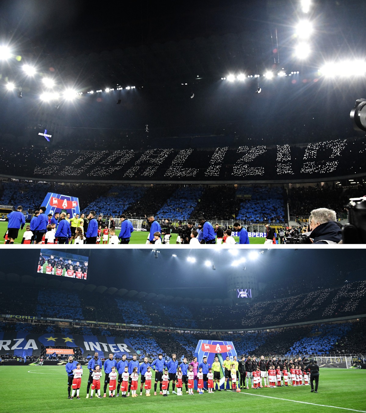 Ultrașii au improvizat FOTO: Au sfidat interdicția impusă de poliție! Cum și-au afișat mesajul în timpul meciului Inter - AC Milan