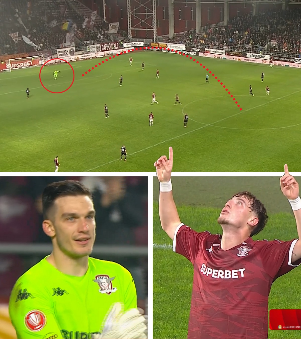 Gol de senzație pe Giulești FOTO. Fază ca-n jocurile video la reușita Rapidului » Portarul Aioani a dat pasa decisivă!