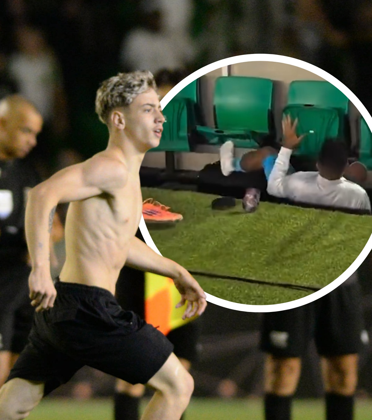 Moment șocant în Brazilia În goana după un selfie cu Neymar, un fan l-a aruncat pe colegul superstarului pe treptele de la banca de rezerve!