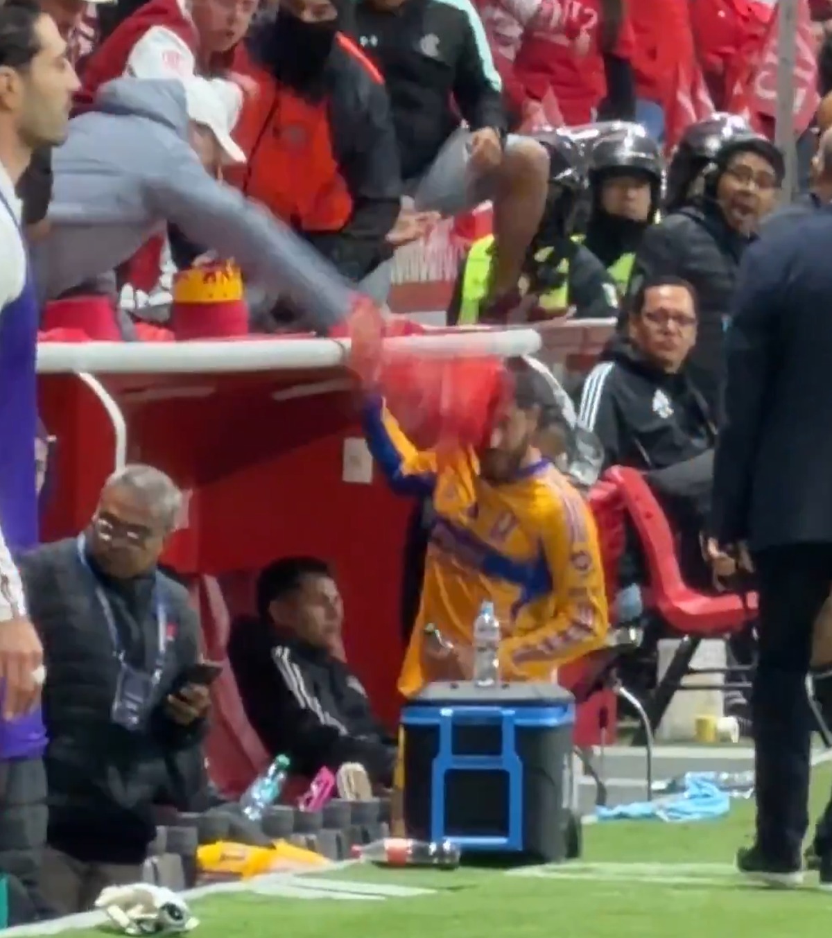 Moment șocant VIDEO: Starul echipei a fost lovit de un suporter în meciul decisiv din campionat » Tensiuni între jucător și arbitru