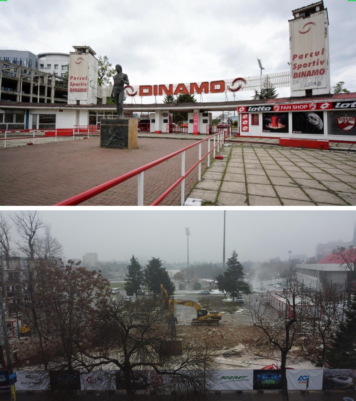 „Groapa”, pusă la pământ VIDEO. A început demolarea stadionului Dinamo: intrarea faimoasă dinspre „Ștefan cel Mare”, distrusă complet! Imagini din dronă