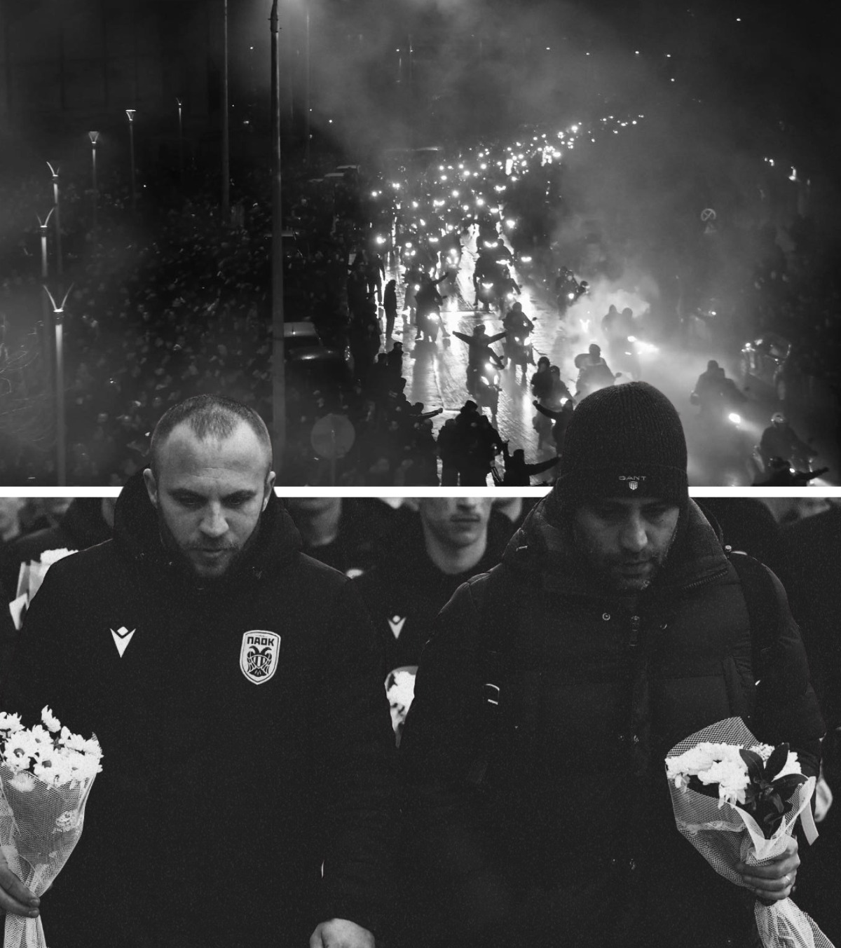 Imagini emoționante la Salonic VIDEO+FOTO. Ce s-a întâmplat după ce trupurile fanilor lui PAOK decedați în România au ajuns pe Toumba