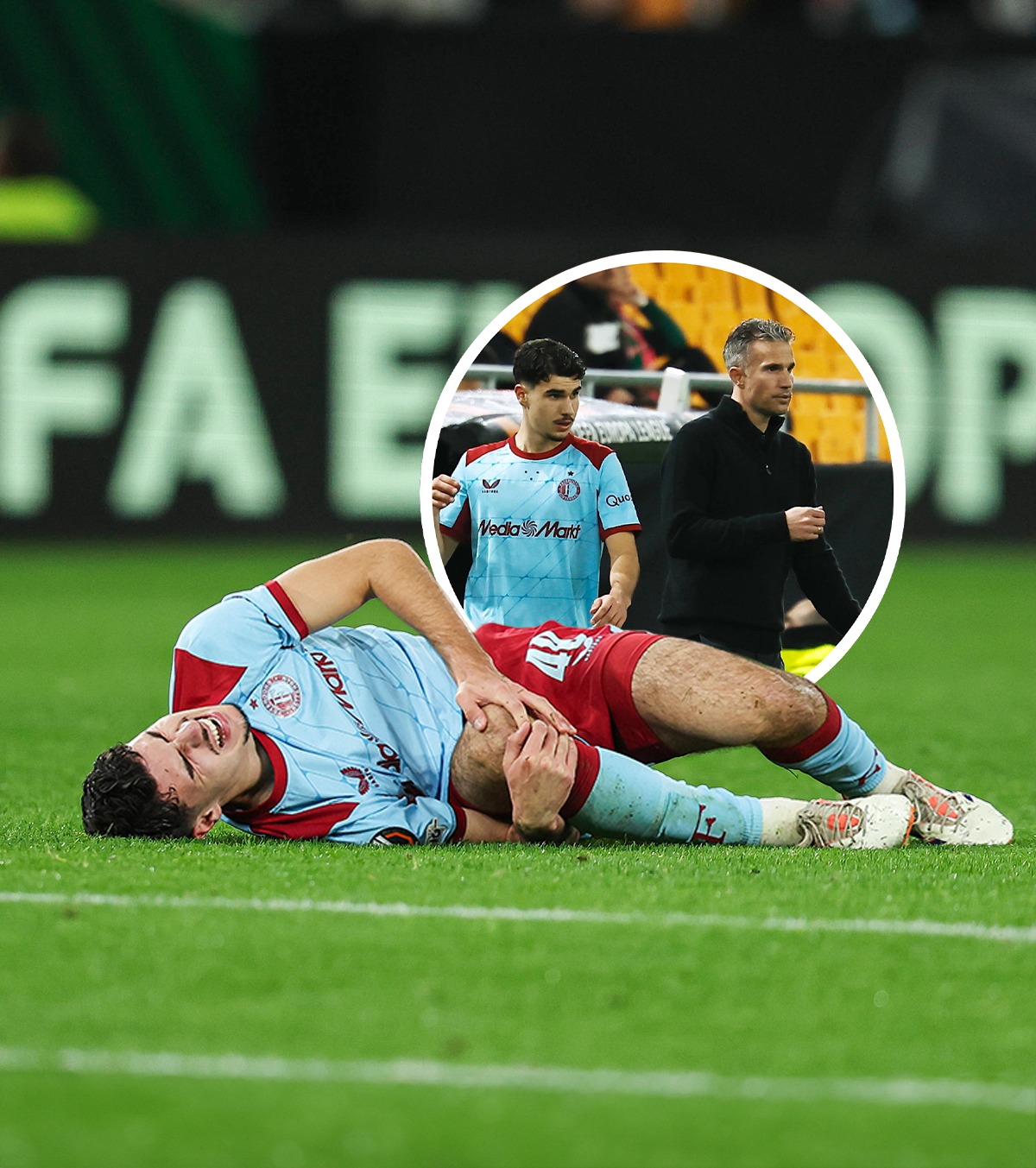 „E sfâșietor”  FOTO: Robin van Persie și-a consolat fiul după accidentarea suferită în Europa League: „Primele semne nu sunt bune”