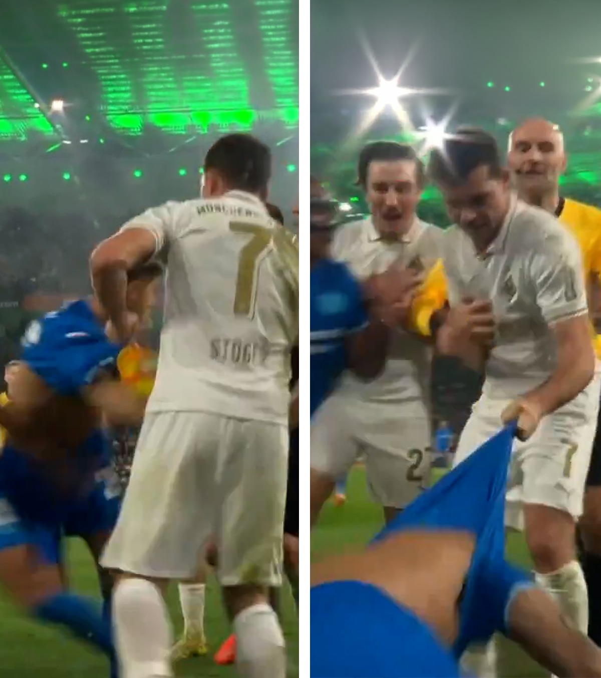Și-a dezbrăcat adversarul! VIDEO: Scene șocante în  Bundesliga » S-au luat la bătaie pe teren