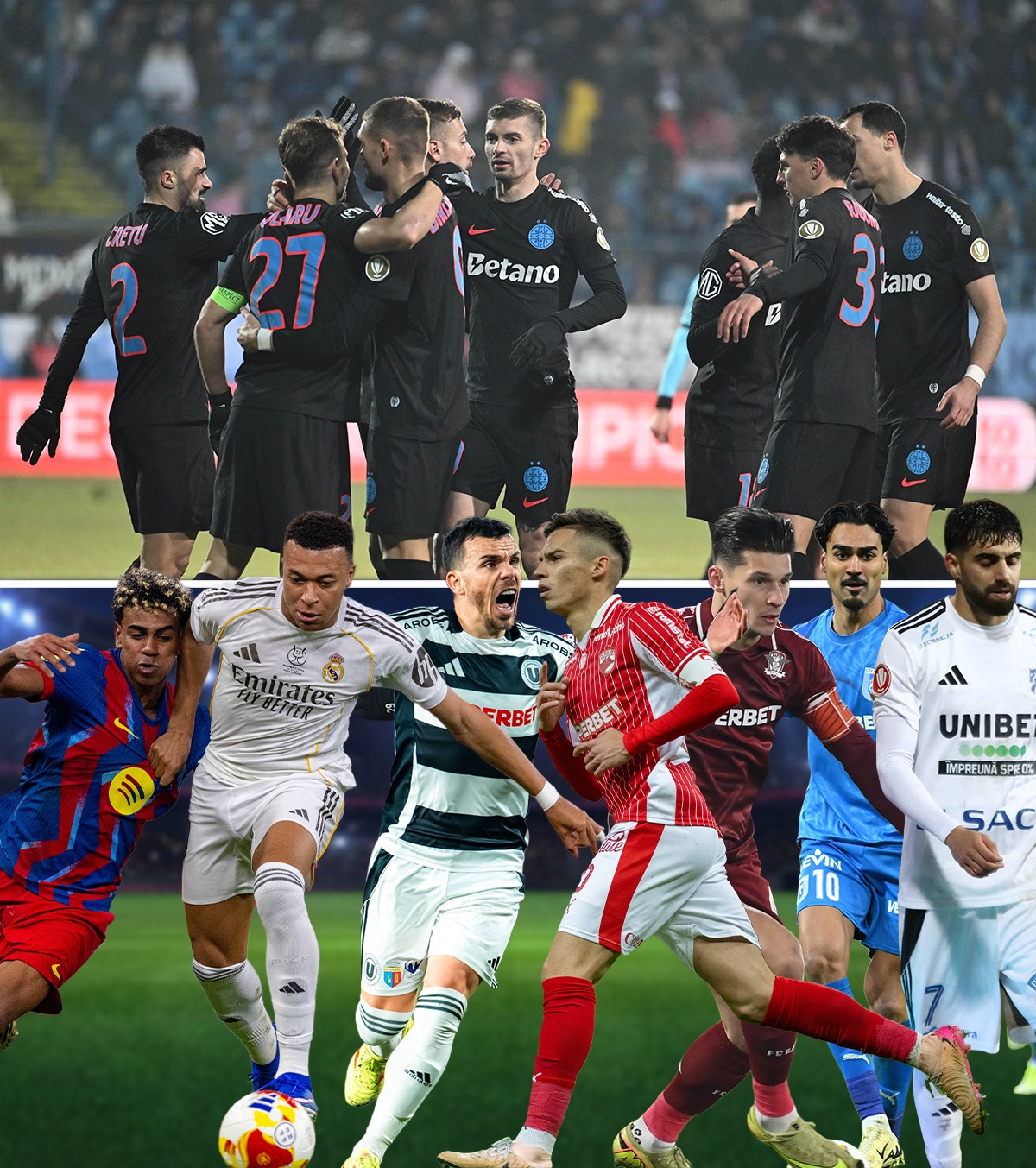 E FCSB și restul lumii Raport incredibil în audiențele TV, în prima lună cu meciuri din 2026. Cine a câștigat dintre Real - Barca și Dinamo - Craiova