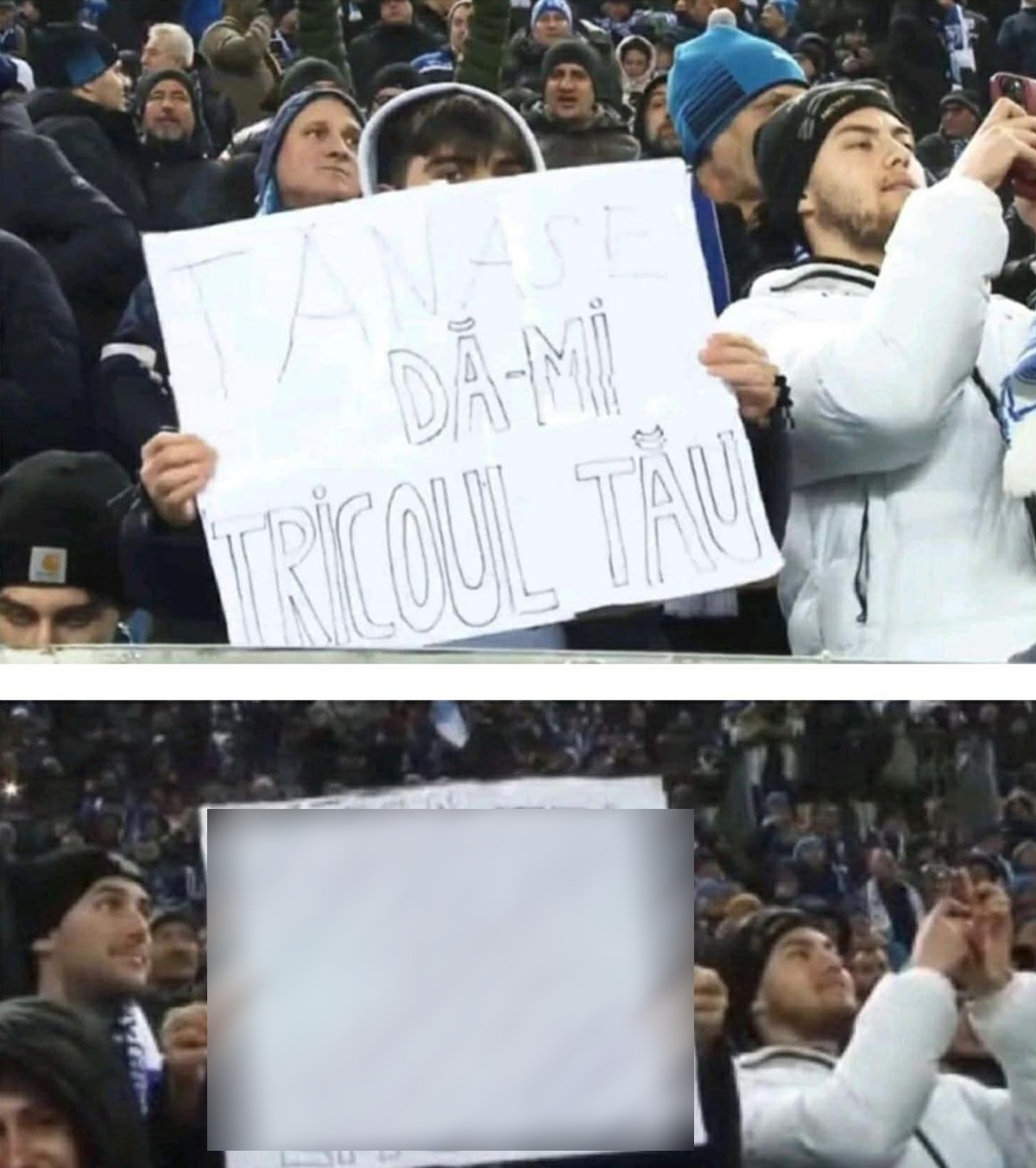 Tănase, ținta oltenilor FOTO. Mesajul vulgar afișat de un fan la meciul U Craiova - FCSB » Starul campioanei, luat peste picior