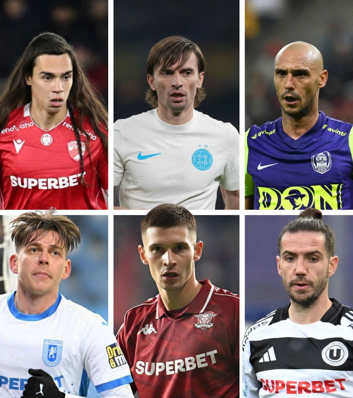 Superliga pletoșilor 😅 FOTO. Cum ar arăta vedetele din Liga 1 dacă nu s-ar mai fi tuns de când echipa lor a avut 5 victorii consecutive