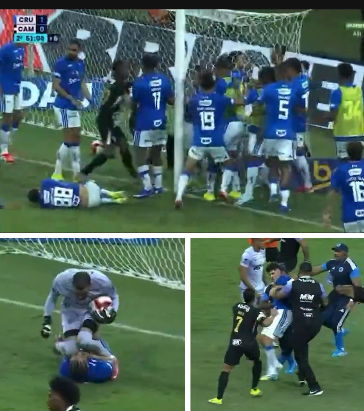 Scene rupte din MMA, pe terenul de fotbal Bătaia generală din finalul meciului s-a lăsat cu 23 de cartonașe roșii! Hulk, rușinat de ce a făcut