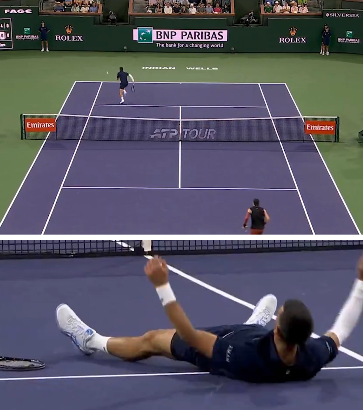 Djokovic, ce show! FOTO+VIDEO. Sârbul a oferit faza anului la Indian Wells, dar s-a confruntat cu probleme serioase » Ce a pățit