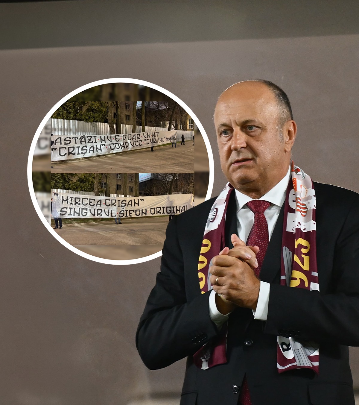 Bannere anti-Șucu, interzise FOTO. Jandarmeria nu i-a lăsat pe ultrașii lui Dinamo să afișeze mesaje care-l asociau pe patronul Rapidului cu Securitatea: „Sifon original”