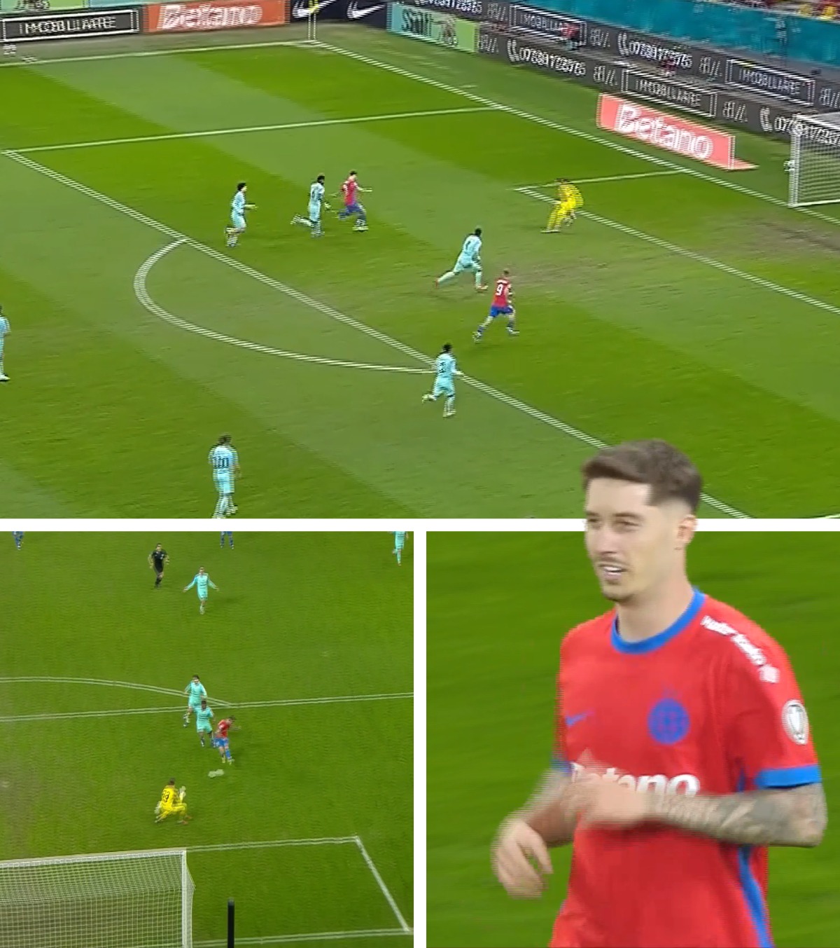 Miculescu marchează VIDEO Jucătorul convocat de Lucescu se face din nou remarcat la FCSB, după o pasă cu tot cu preluare de la Olaru