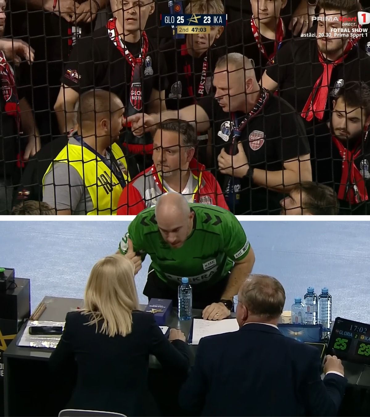 Moment uluitor la Gloria Bistrița - Ikast De ce a întrerupt arbitrul partida. A cerut crainicului sălii să facă un anunț: „Vă rugăm!”