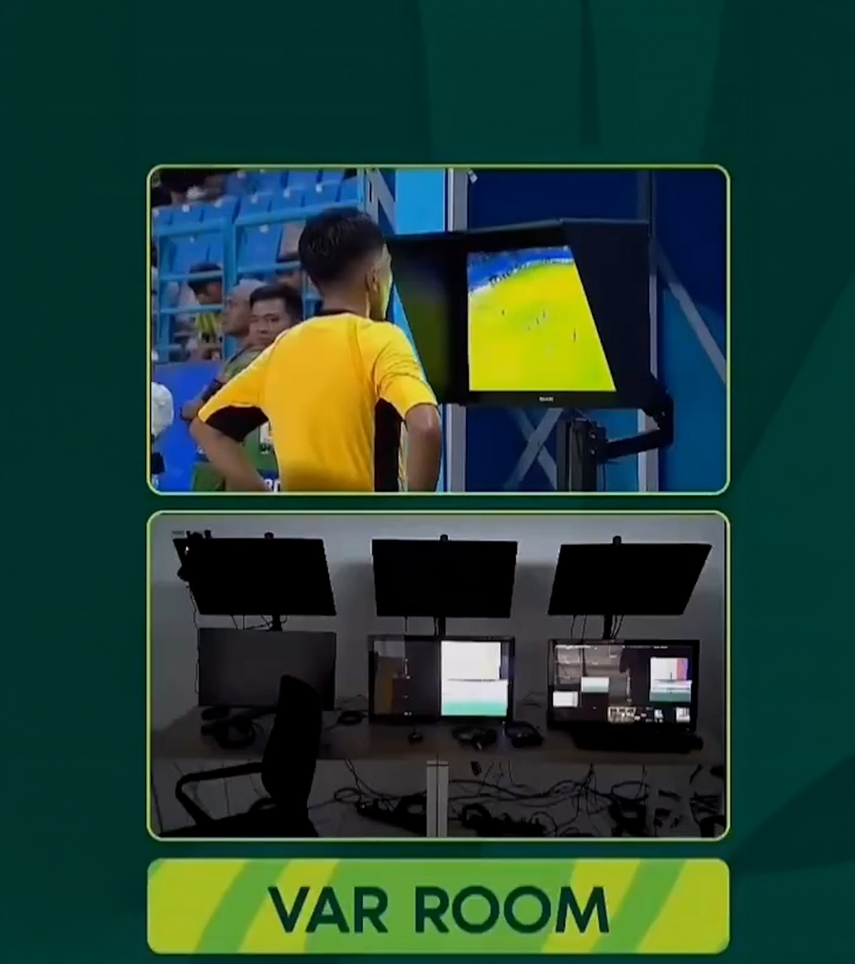 Nimeni în camera VAR  FOTO. Moment bizar în timpul unui meci, atunci când arbitrul s-a dus să revadă o fază