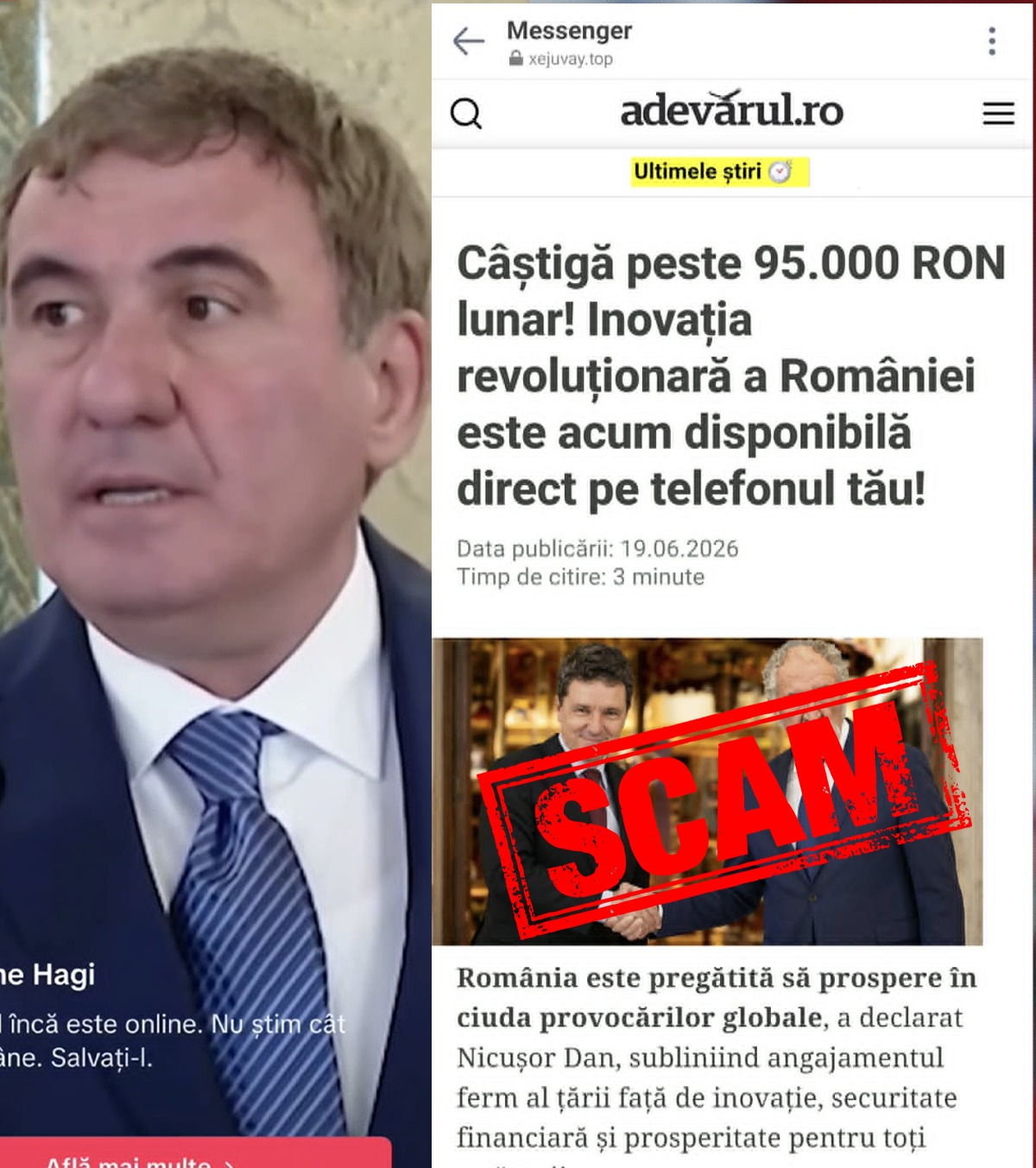 Escrocii se folosesc de Hagi și Țiriac!  VIDEO+FOTO. Imagini AI cu legendele, într-o fraudă online pe TikTok! Câți bani cer cu promisiunea unor câștiguri fictive