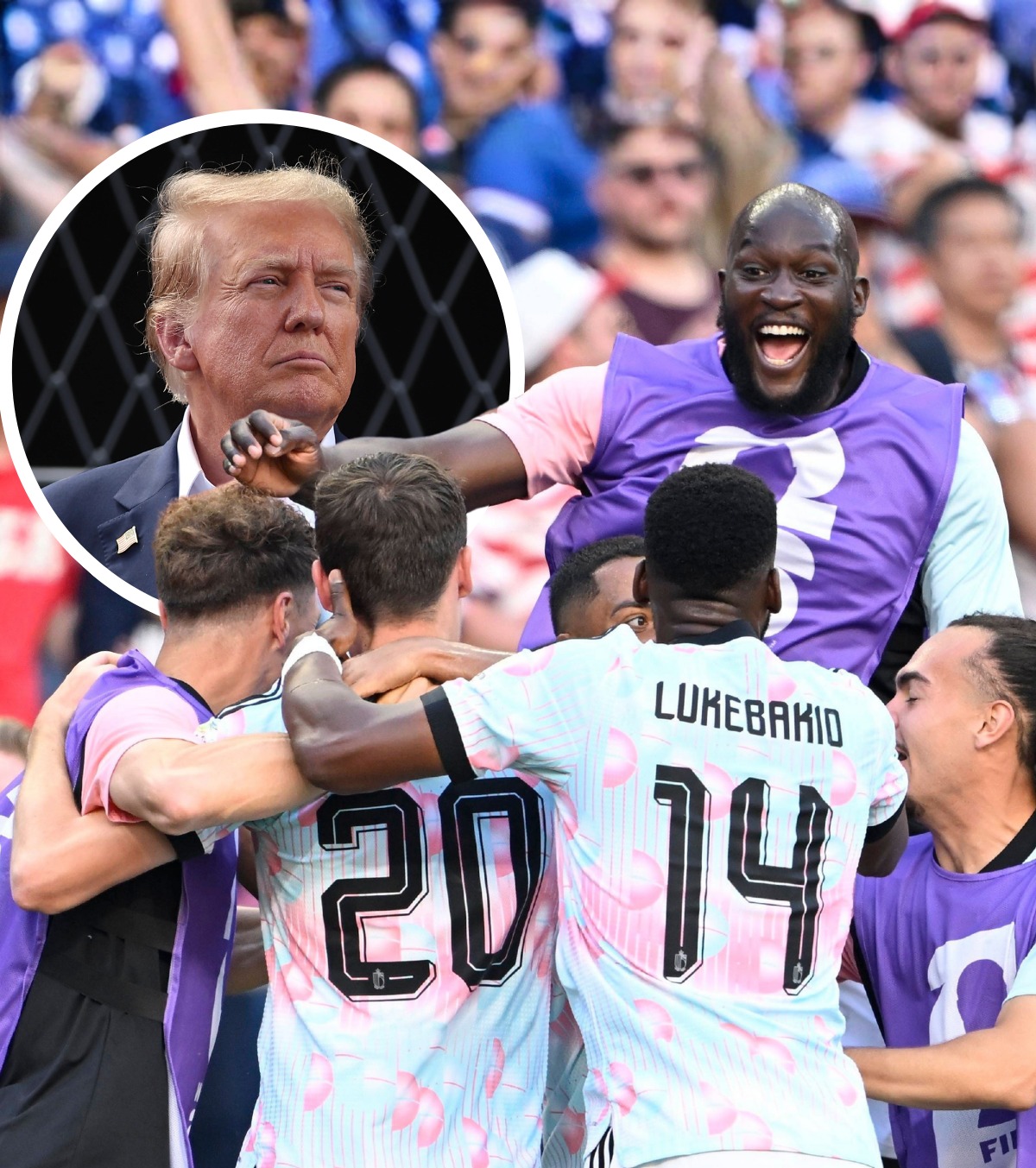 Și-au bătut joc de Trump! FOTO. Ce au făcut belgienii pe teren imediat după golul marcat de Lukaku. Președintele american, luat la țintă