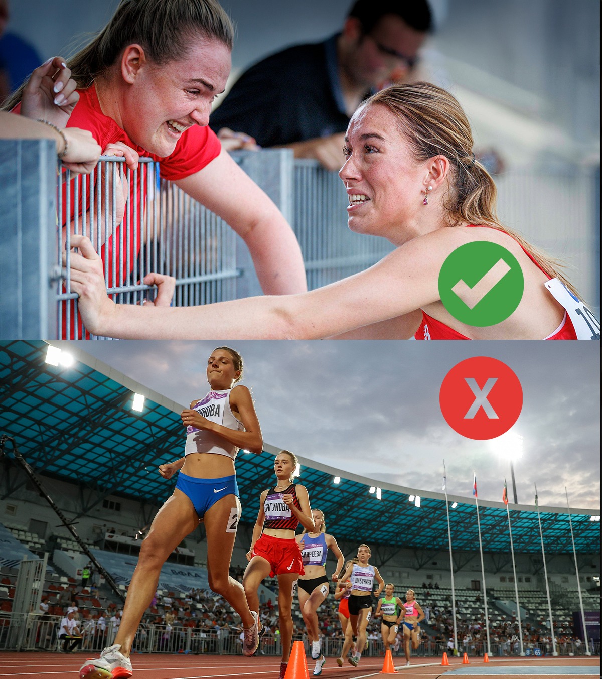 Așa da, așa nu! FOTO Organizatorii competițiilor de atletism cer mai puține cadre TV care sexualizează sportivele