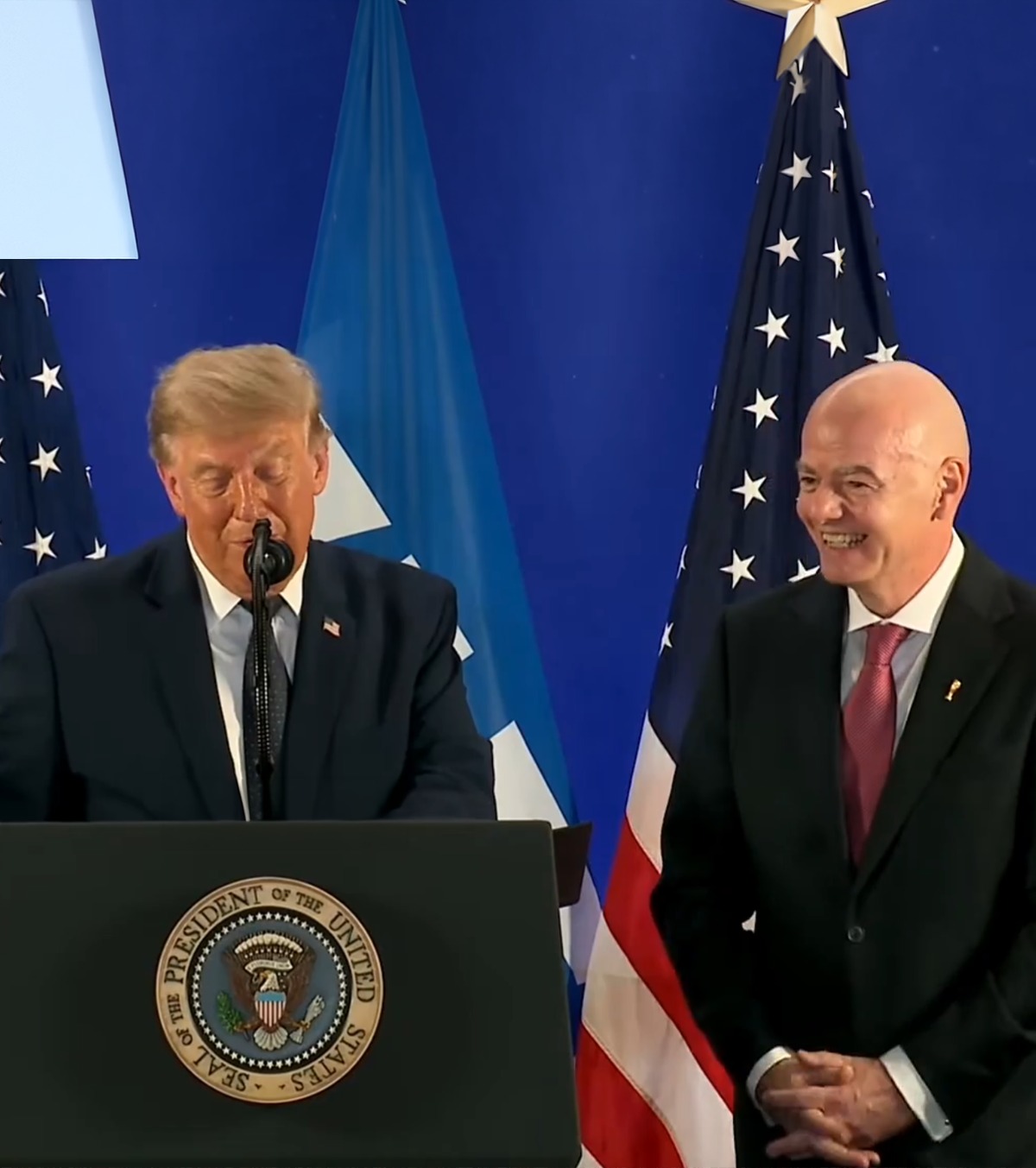 Trump îi dă lecții lui Tuchel VIDEO. Cea mai mare greșeală făcută de Anglia: „Ce știu eu despre fotbal?”. Infantino a început să râdă zgomotos