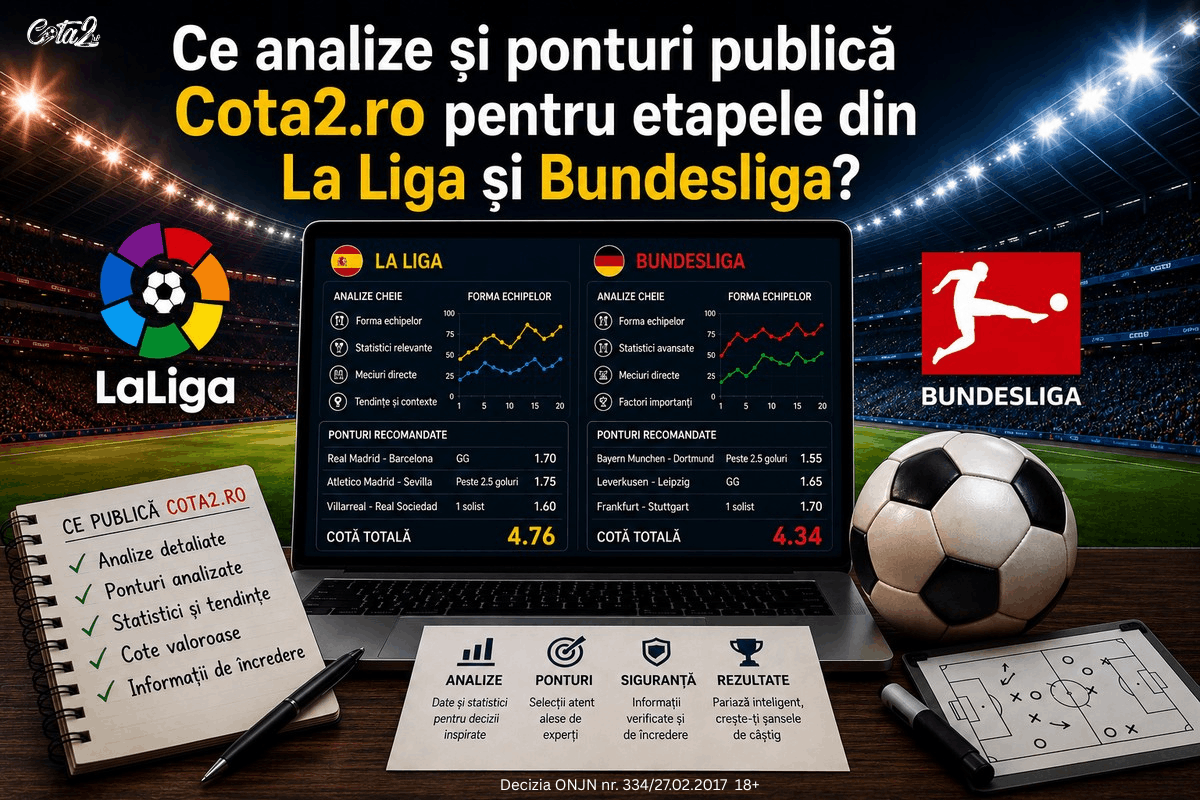 Ce analize și ponturi publică Cota2.ro  pentru etapele din  LaLiga și Bundesliga ?